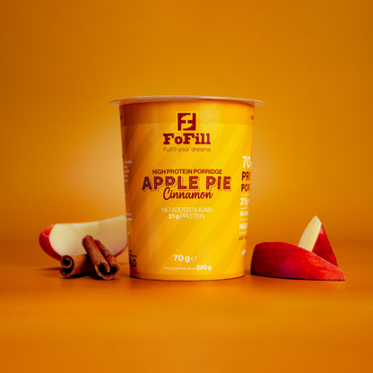 Apple Pie Cinnamon Proteingröt  – Proteinrik och nyttig gröt med 21 gram protein per portion, utan tillsatt socker. Perfekt för en hälsosam frukost.