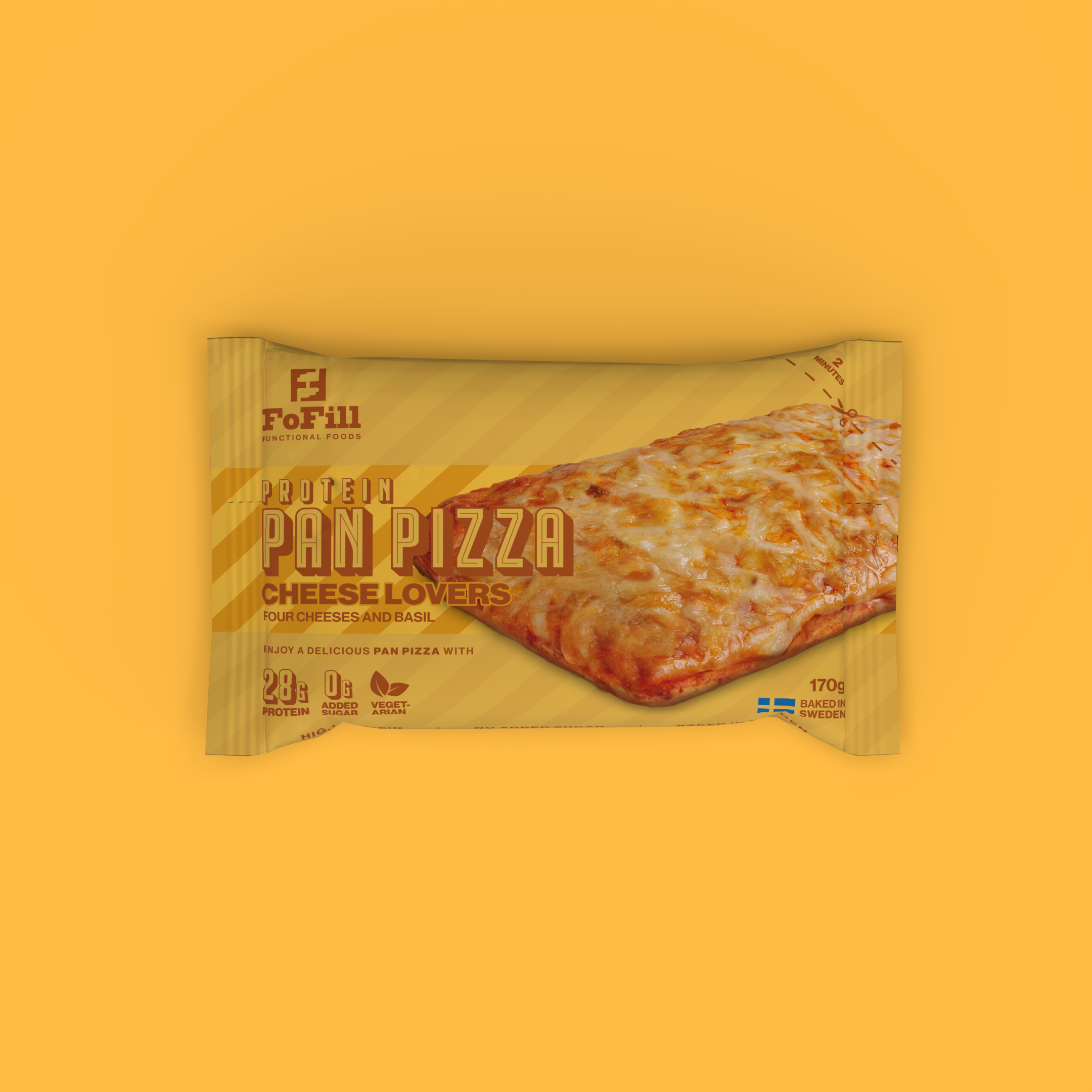 Protein Pan Pizza Cheese Lovers – STYCK -pack. Vegetarisk pan pizza med fyra sorters ost och basilika, innehåller 28 gram protein per portion. Perfekt för en hälsosam och smakrik måltid.